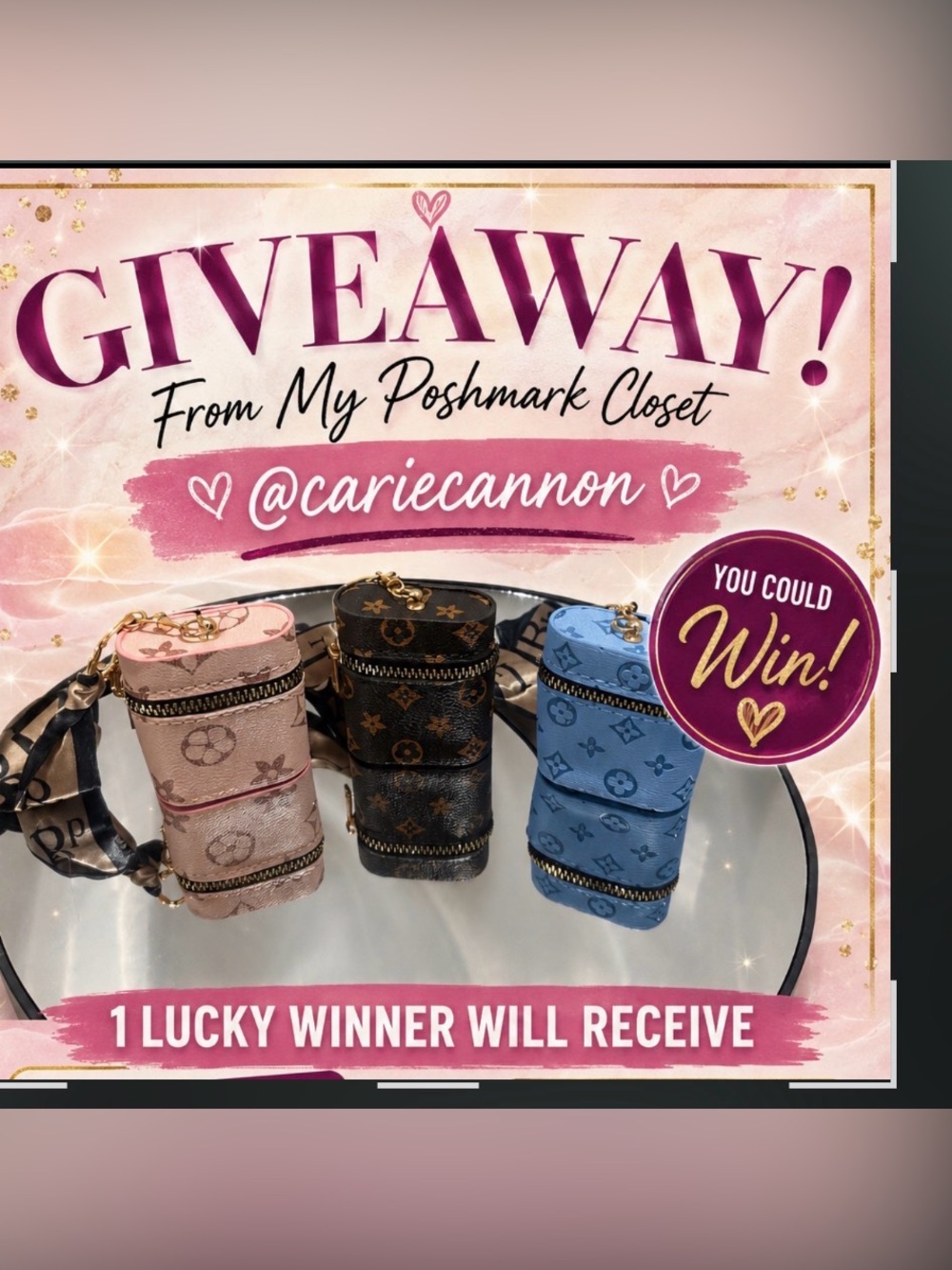 Monogram Cylinder Crossbody Bag Trio - Pink, Brown & Blue giveaway gift